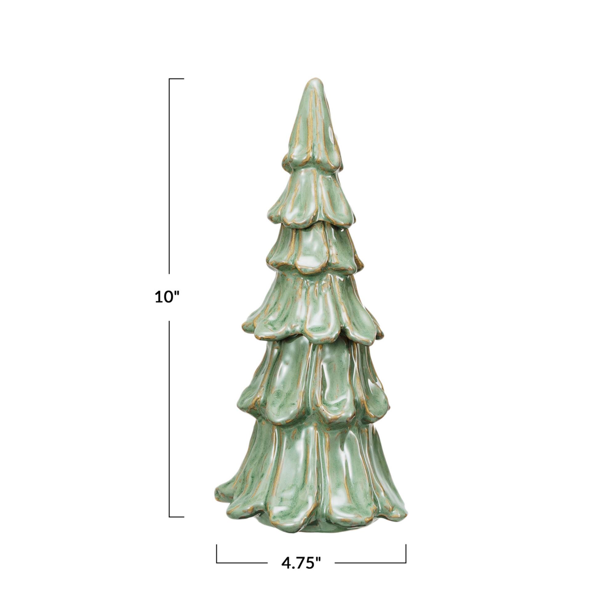 Hello Honey® 10" Green Handmade Stoneware Tree Décor with Reactive Glaze